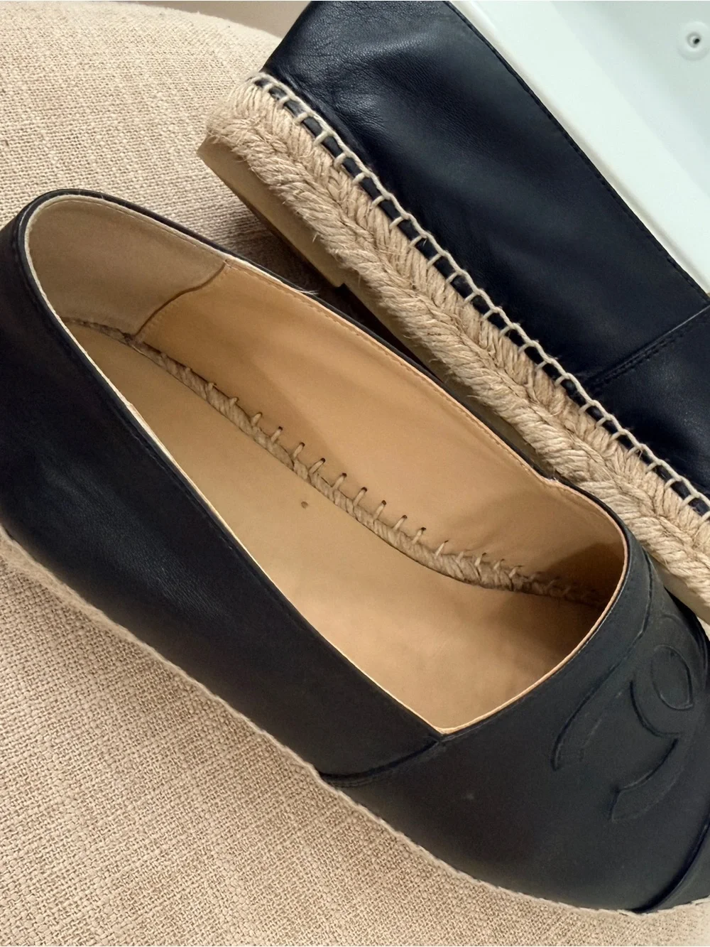 CHANEL black leather